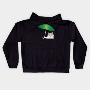 Cat with an umbrella Kids Hoodie